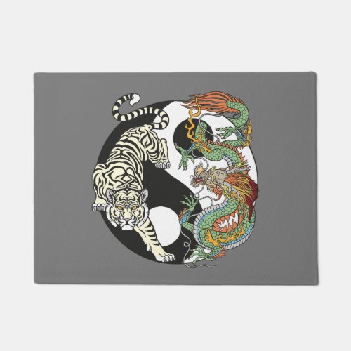 White tiger versus green dragon in the yin yang do doormat