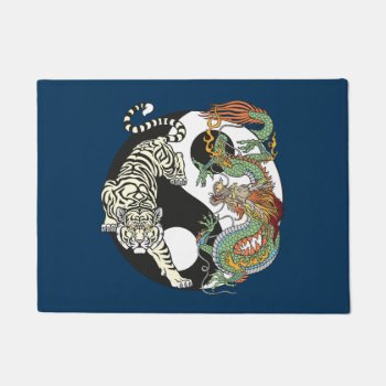 White Tiger Versus Green Dragon In The Yin Yang Do Doormat by insimalife at Zazzle