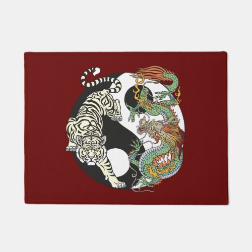 White tiger versus green dragon in the yin yang do doormat