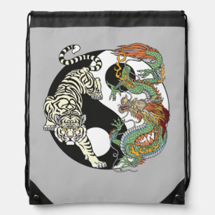 Drawstring Backpack Yin Yang Folkloric Fusion Rucksack
