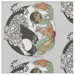 White tiger versus green dragon in the yin yang  f fabric