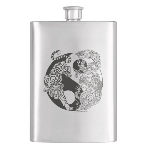 White tiger versus green dragon in the yin yang fl flask