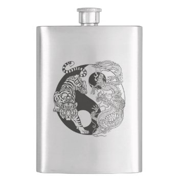White Tiger Versus Green Dragon In The Yin Yang Fl Flask by insimalife at Zazzle