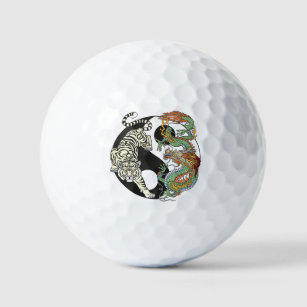 White tiger versus green dragon in the yin yang golf balls