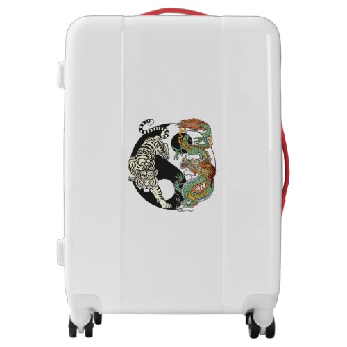 White tiger versus green dragon in the yin yang luggage