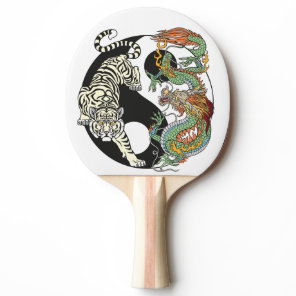 White tiger versus green dragon in the yin yang ping pong paddle