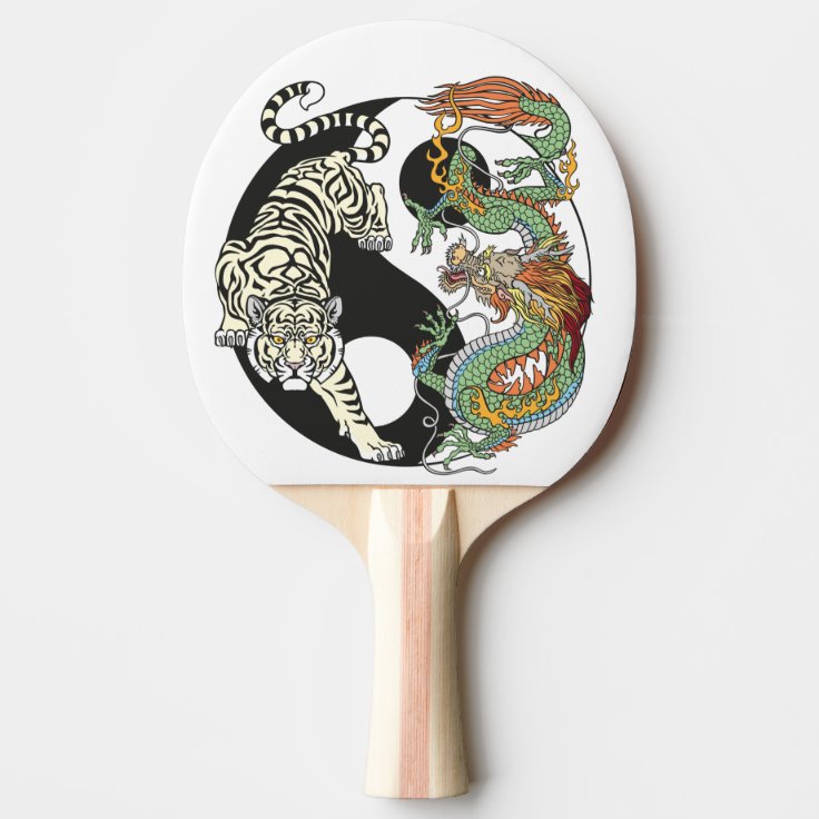 Yin Yang Tigers Colorful Design Ping Pong Paddle, Premium 5 Ply Table