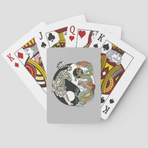 White tiger versus green dragon in the yin yang poker cards