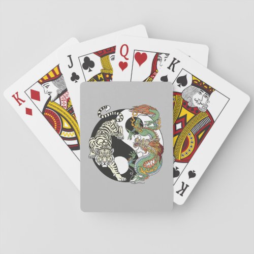 White tiger versus green dragon in the yin yang poker cards