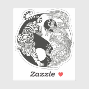 White tiger versus green dragon in the yin yang st sticker