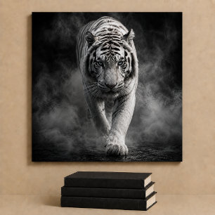 White Tiger Walking Through Smoke Acrylic Print