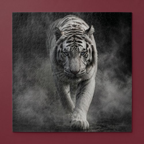 White Tiger Walking Through Smoke Jigsaw Puzzle
