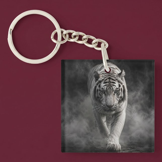 White Tiger Walking Through Smoke Keychain (Creator Uploaded)