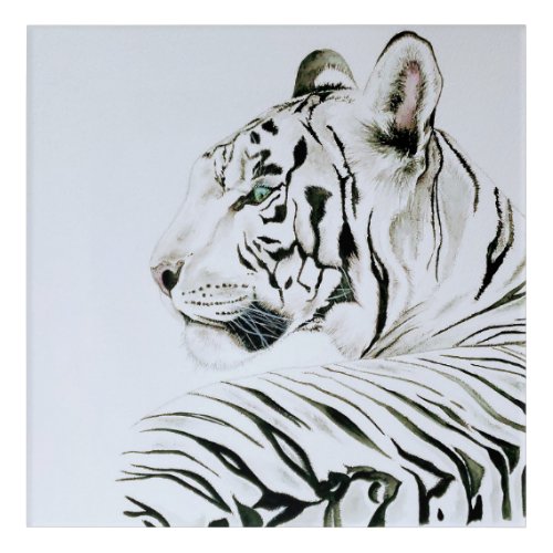 White Tiger Watercolor Acrylic Print