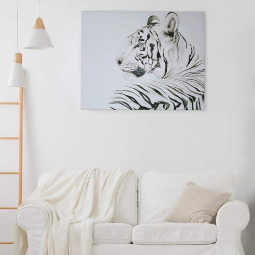 White Tiger Watercolor Canvas Print
