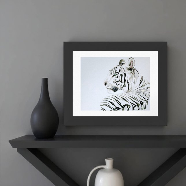 White Tiger Watercolor Framed Art (Creator Uploaded)
