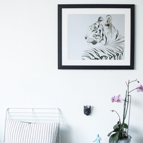 White Tiger Watercolor Framed Art
