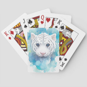 White Tiger Wild Animal Nature Watercolor Art  Poker Cards