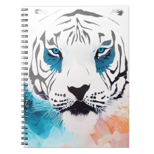 White Tiger Wild Nature Animal Colors Art Painting Notebook