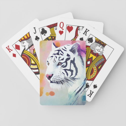 White Tiger Wild Nature Animal Colors Art Painting Poker Cards