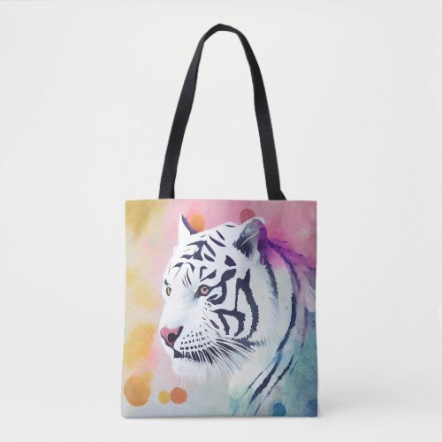 White Tiger Wild Nature Animal Colors Art Painting Tote Bag