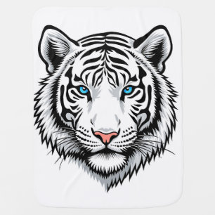 White tiger with blue eyes baby blanket