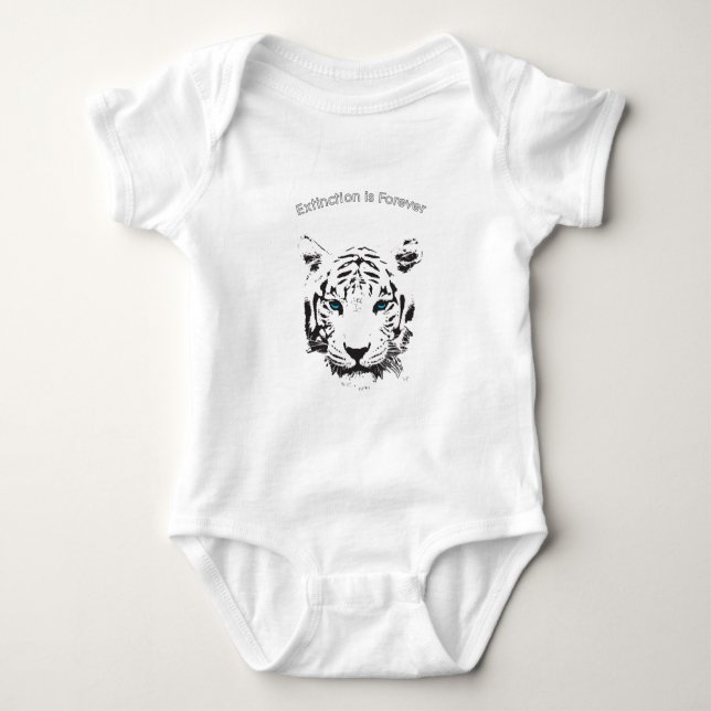 White Tiger with Blue Eyes Baby Bodysuit (Front)