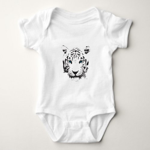 White Tiger with Blue Eyes Baby Bodysuit