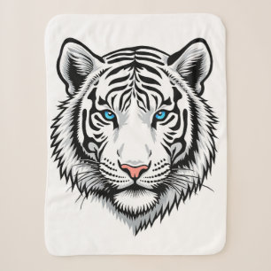 White tiger with blue eyes sherpa blanket
