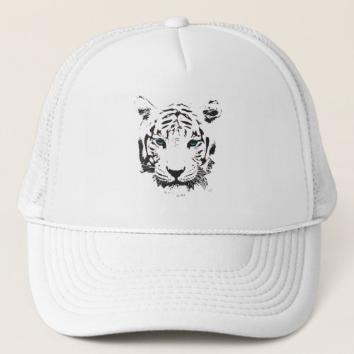 White Tiger with Blue Eyes Trucker Hat