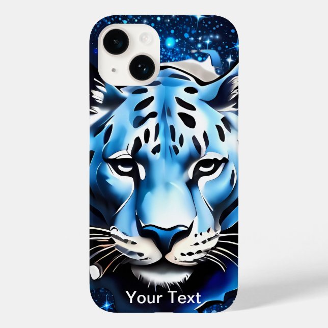 White Tiger with Blue Sparkles Case-Mate iPhone Case (Back)