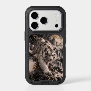 White Tiger with Full Moon and Snowy Mountains iPhone 17 Pro Case