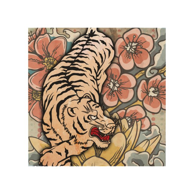 White Tiger Wood Wall Art (Front)