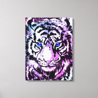 White Tiger Wrapped Canvas - Tiger Blue Eyes