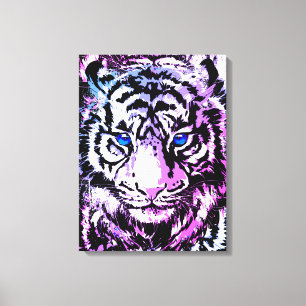 White Tiger Wrapped Canvas - Tiger Blue Eyes Print