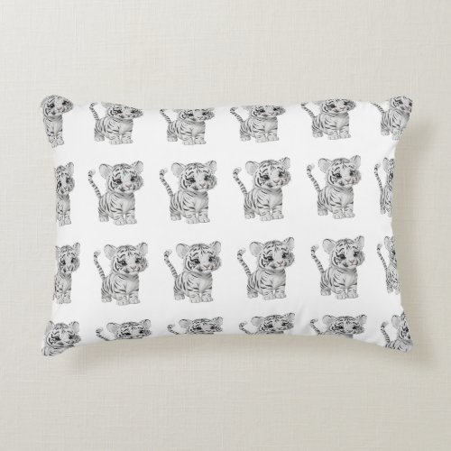 White Tigers Accent Pillow