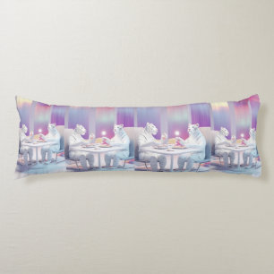White Tigers at Pastel Table Body Pillow