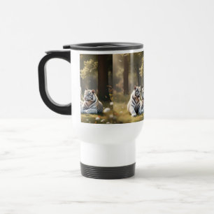 White Tigers at Rest – Serene Forest Travel Mug