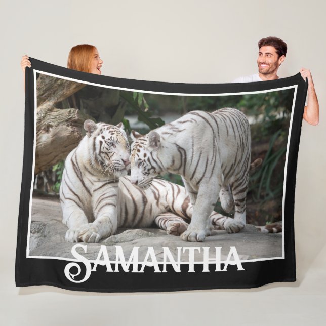 White Tigers Fleece Blanket (In Situ)