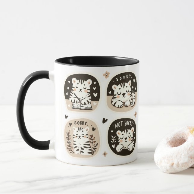 White Tigers Journaling - "Sorry, Not Sorry"  Mug (With Donut)
