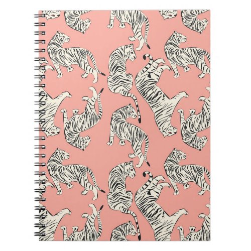 White Tigers Pink Exotic Pattern Notebook