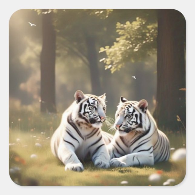 White Tigers Serenity – Minimal Wildlife Sticker (Front)