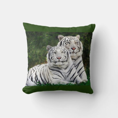White Tigers Throw Pillow