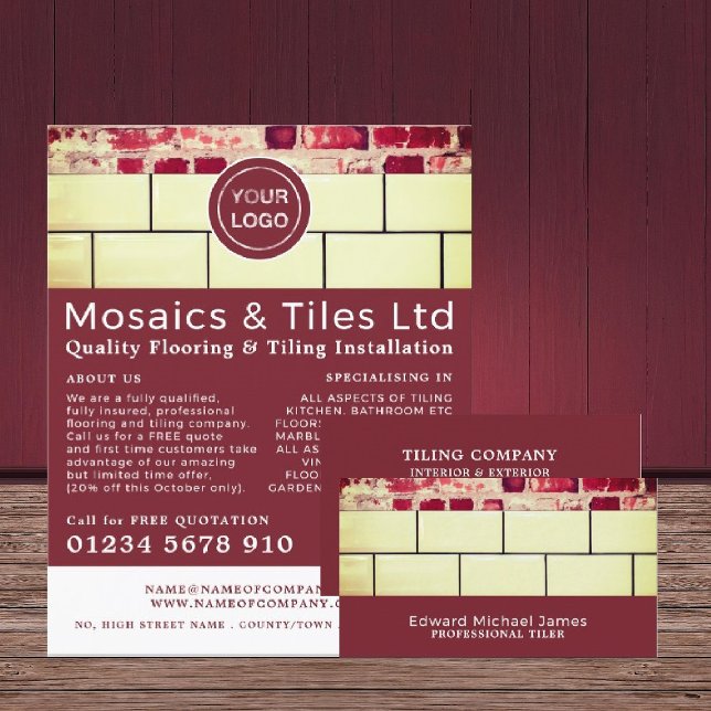 White Tiles, Floorer, Tile Installer Advertising Flyer (Creator Uploaded)