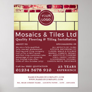 White Tiles, Floorer, Tile Installer Advertising Poster