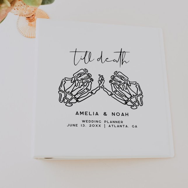 White Till Death Skeleton Hands Wedding Planner 3 Ring Binder (Creator Uploaded)