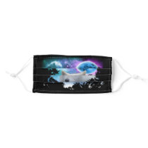 White Timber Wolf MidNight Forest Edit Adult Cloth Face Mask