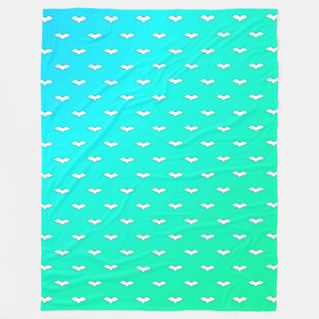 White Tiny Bats Teal Fleece Blanket (Front)