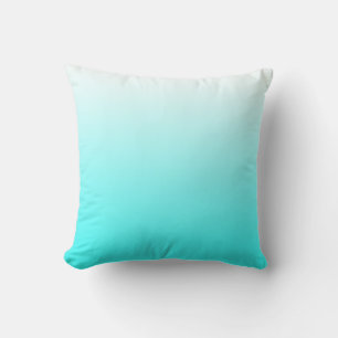 White to Aqua Blue Gradient Throw Pillow