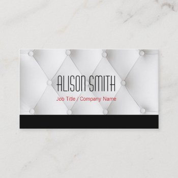 White To Leather Upholstery Business Card by KeyholeDesign at Zazzle